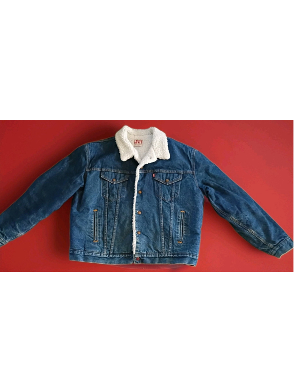 VTG 80s LEVIS Denim Trucker Jacket 48R Sherpa Lined USA 70608-0216